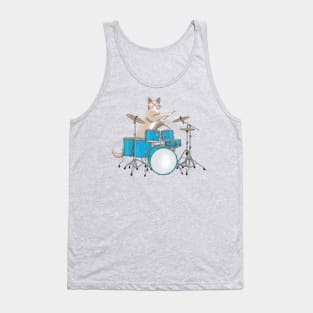 Cat Playing Drums Tank Top